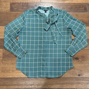 Ann Taylor Teal Plaid Men's Button Down Shirt